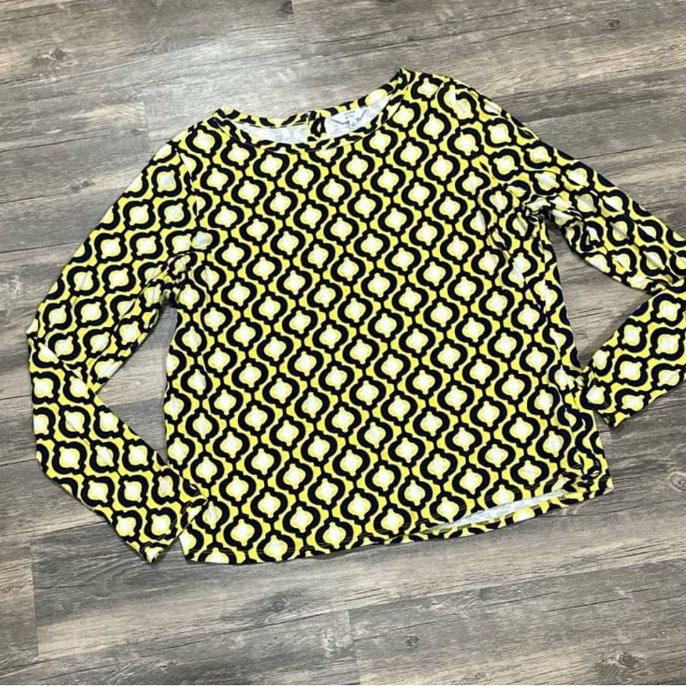 Crown & Ivy Yellow and Black Geometric Long Sleeve Top